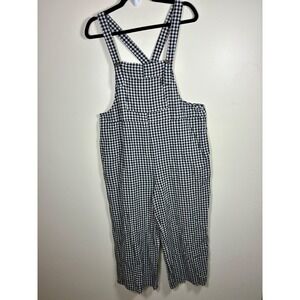Polygram Womens Gingham Bib Overalls Size L Picnic Country Cottagecore Costal